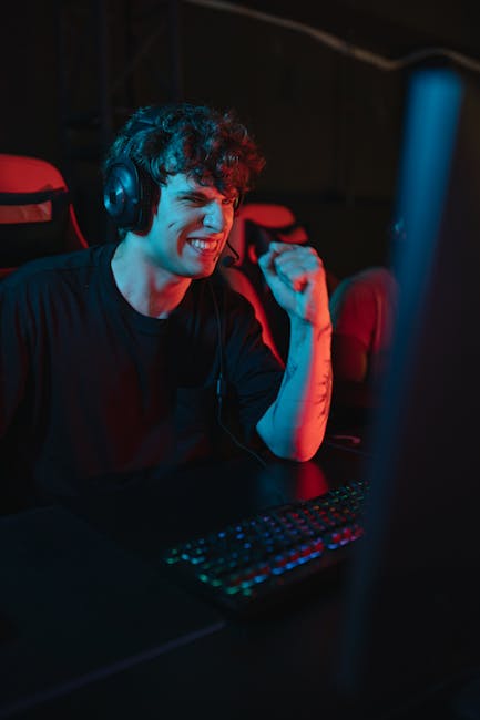 Male gamer celebrating a victory